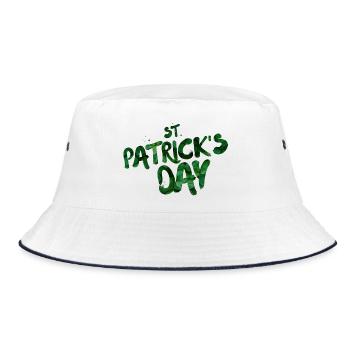 Green Leaf Typo St Patrick's Day - Bucket Hat - white/navy - Front