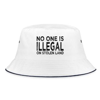 No One Is Illegal On Stolen Land - Illegality - Bucket Hat - white/navy - Front