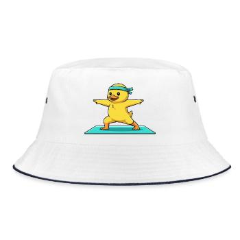 Yoga-Entenvogel mit Kriegerposen-Kunst - Bucket Hat - Weiß/Navy - Vorne