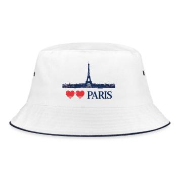 Paris / France / Love / Love - Bucket Hat - white/navy - Front