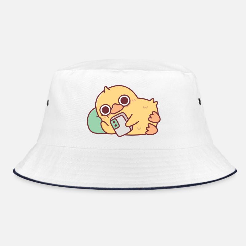 Cute Duck Chilling With Handphone Bucket Hat