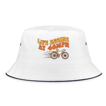 Retro Life Begins At 40MPH Bicycle Art - Bucket Hat - white/navy - Front