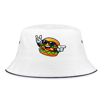 Cheerful Citizen with Sunglasses - Bucket Hat - white/navy - Front