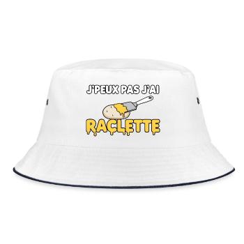 Ich kann nicht, Raclette - Bucket Hat - Weiß/Navy - Vorne