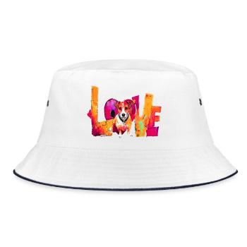 Love Jack Russell Terrier Dog Shirt Pillow Decal - Bucket Hat - white/navy - Front