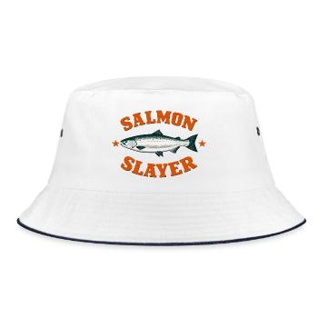 Lustiger Lachstöter-Angelhumor - Bucket Hat - Weiß/Navy - Vorne