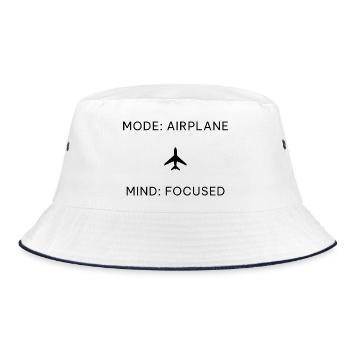 Mode Airplane Mind Focused – Digital Detox Spruch - Bucket Hat - Weiß/Navy - Vorne