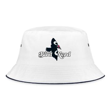 Bird Nerd Logo Tee - Bucket Hat - Weiß/Navy - Vorne