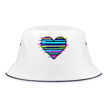 Cadeau Cœur Glitch pour les joueurs et les nerds : Amour rétro - Bob - blanc/marine - Devant