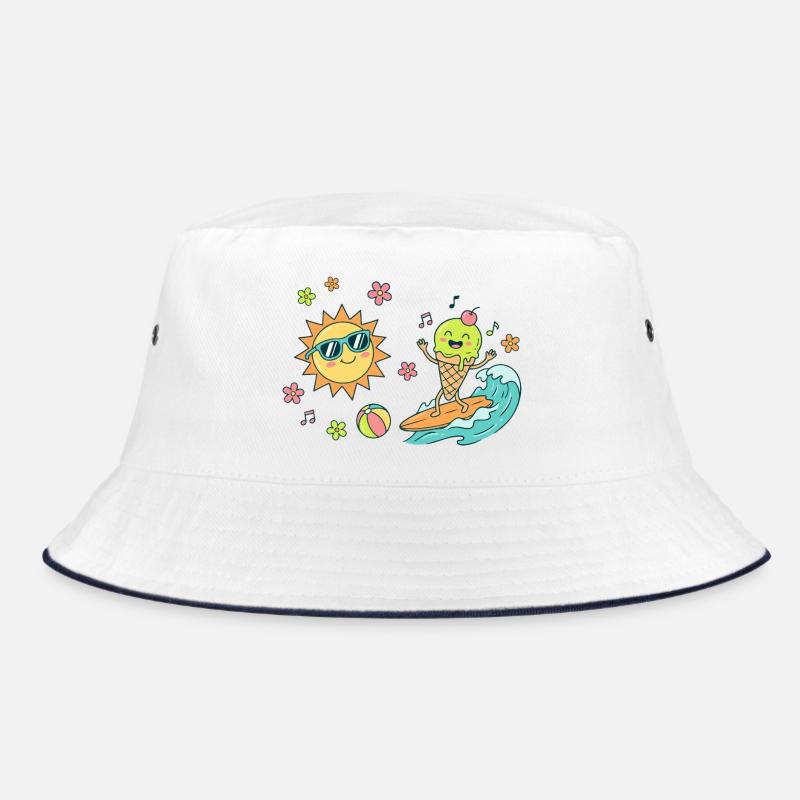 Sonne Surfer Eiscreme Wellen Eiskugel Sommer Spaß Bucket Hat