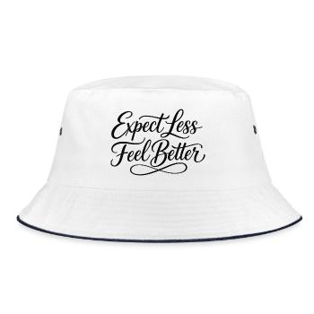 Sarcasm – Expect less, feel better – Lu - Bucket Hat - white/navy - Front