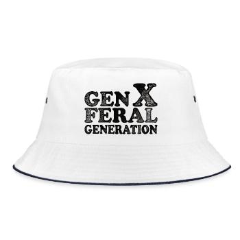 Vintage Gen X Feral Generation - Bucket Hat - white/navy - Front