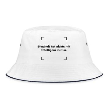 Blindheit hat nichts mit Intelligenz zu tun. - Bucket Hat - Weiß/Navy - Vorne