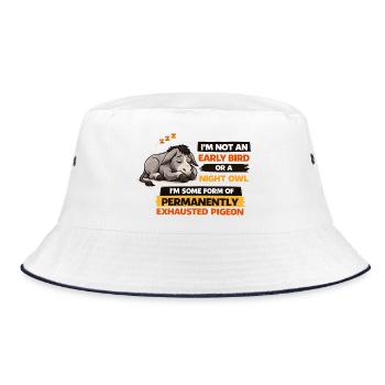 Permanently Exhausted Pigeon - Bucket Hat - white/navy - Front