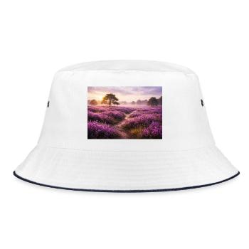 Lavender field at sunrise - Bucket Hat - white/navy - Front