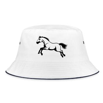 Pferdestil-Sprung - Bucket Hat - Weiß/Navy - Vorne