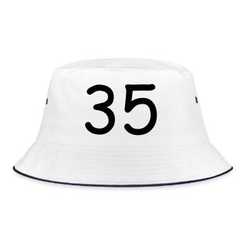 35 - Bucket Hat - Weiß/Navy - Vorne