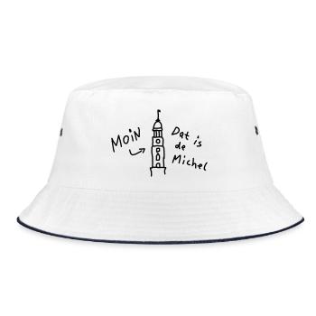 Moin Hamburg Michel Plattdeutsch - Bucket Hat - Weiß/Navy - Vorne