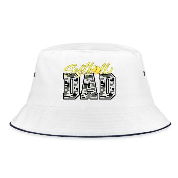 Camo Softball Dad PNG, Fathers Day Design - Bucket Hat - white/navy - Front
