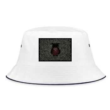 Lustige Eule - Bucket Hat - Weiß/Navy - Vorne