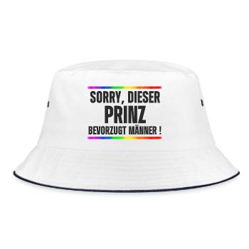 Prinz liebt Männer – Gay Pride, CSD Design Spruch - Bucket Hat - Weiß/Navy - Vorne