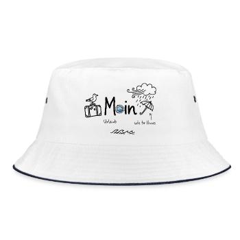 MOIN Küste Luxus Urlaub am Meer Ferienhaus - Bucket Hat - Weiß/Navy - Vorne