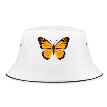Orange Monarch Wings - Bucket Hat - white/navy - Front