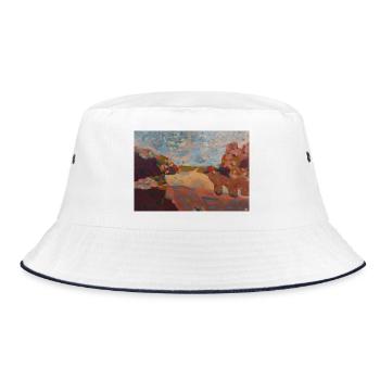 Mosaic pastel landscape - Bucket Hat - white/navy - Front