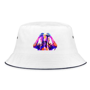 Neon Astronaut Colorful Psychedelic - Bucket Hat - white/navy - Front