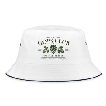 The Hops Club Offizielles Mitglied Hopfen Humor - Bucket Hat - Weiß/Navy - Vorne
