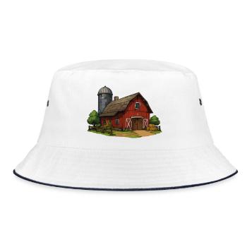 Red Barn Yard VintageStyle - Bucket Hat - white/navy - Front