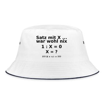 satz mit x ... war wohl_nix  - Bucket Hat - Weiß/Navy - Vorne