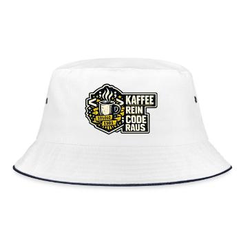 Kaffee Rein Code Raus - Bucket Hat - Weiß/Navy - Vorne