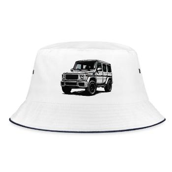 G-Klasse Silhouette Illustration - Bucket Hat - Weiß/Navy - Vorne