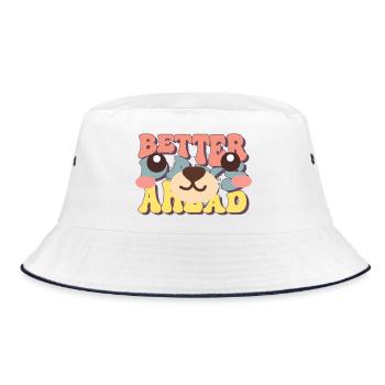 Better Forward bear motif - Bucket Hat - white/navy - Front