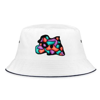 Abstract Blocks of Color in Night Ground - Bucket Hat - white/navy - Front