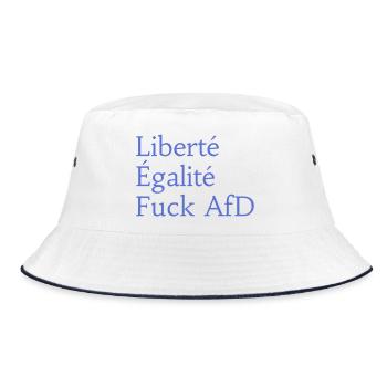 Liberté Égalité Fuck AfD - Bucket Hat - Weiß/Navy - Vorne