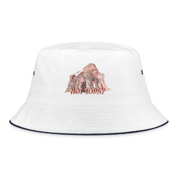 Not Today Satire, Frau liegend auf Wäschehaufen - Bucket Hat - Weiß/Navy - Vorne