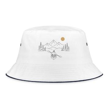 Kajak auf dem See - Bucket Hat - Weiß/Navy - Vorne