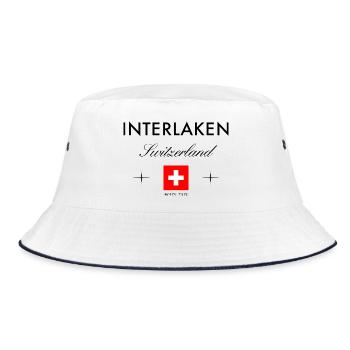 Interlaken Switzerland Coordinates Travel Souvenir - Bucket Hat - white/navy - Front