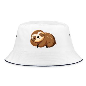 Sleeping sloth - Bucket Hat - white/navy - Front