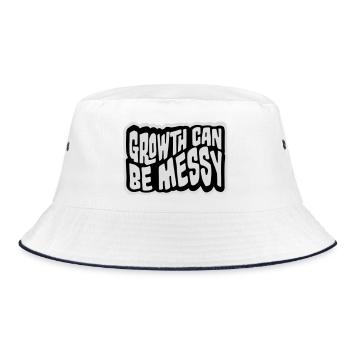 Growth Can Be Messy Personal Growth Quote Logo - Bucket Hat - white/navy - Front
