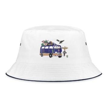 Vacances de camping Vanlife avec motif campeur américain - Bob - blanc/marine - Devant