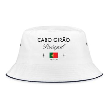 Cabo Girao Portugal Koordinaten Reise Souvenir - Bucket Hat - Weiß/Navy - Vorne