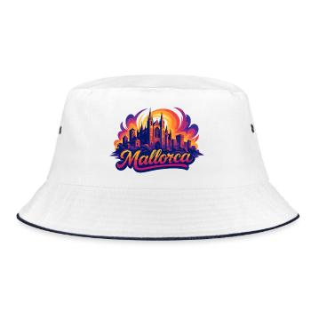 Mallorca Skyline – Epic Colorful Silhouette - Bucket Hat - white/navy - Front