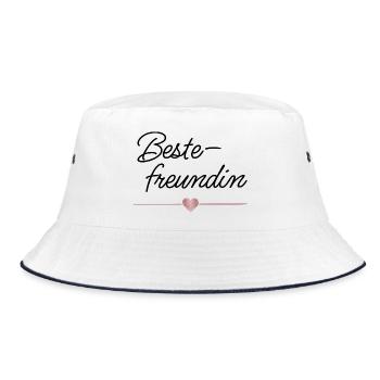 Beste Freundin Herz Geschenk Freundschaft - Bucket Hat - Weiß/Navy - Vorne