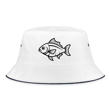 Red Snapper Fish - Bucket Hat - white/navy - Front