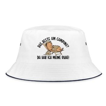 Camping Da hab ich meine Ruhe Capybara Liegestuhl - Bucket Hat - Weiß/Navy - Vorne