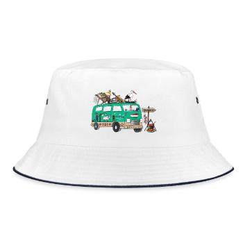 Ungarn Camper Wohnmobil - Bucket Hat - Weiß/Navy - Vorne