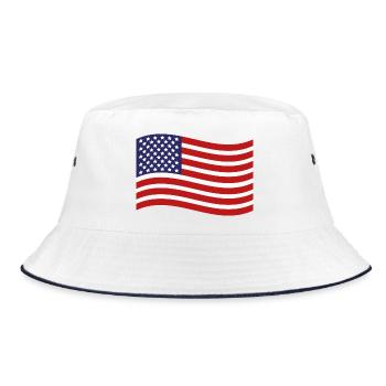 Flagge der Vereinigten Staaten - Bucket Hat - Weiß/Navy - Vorne